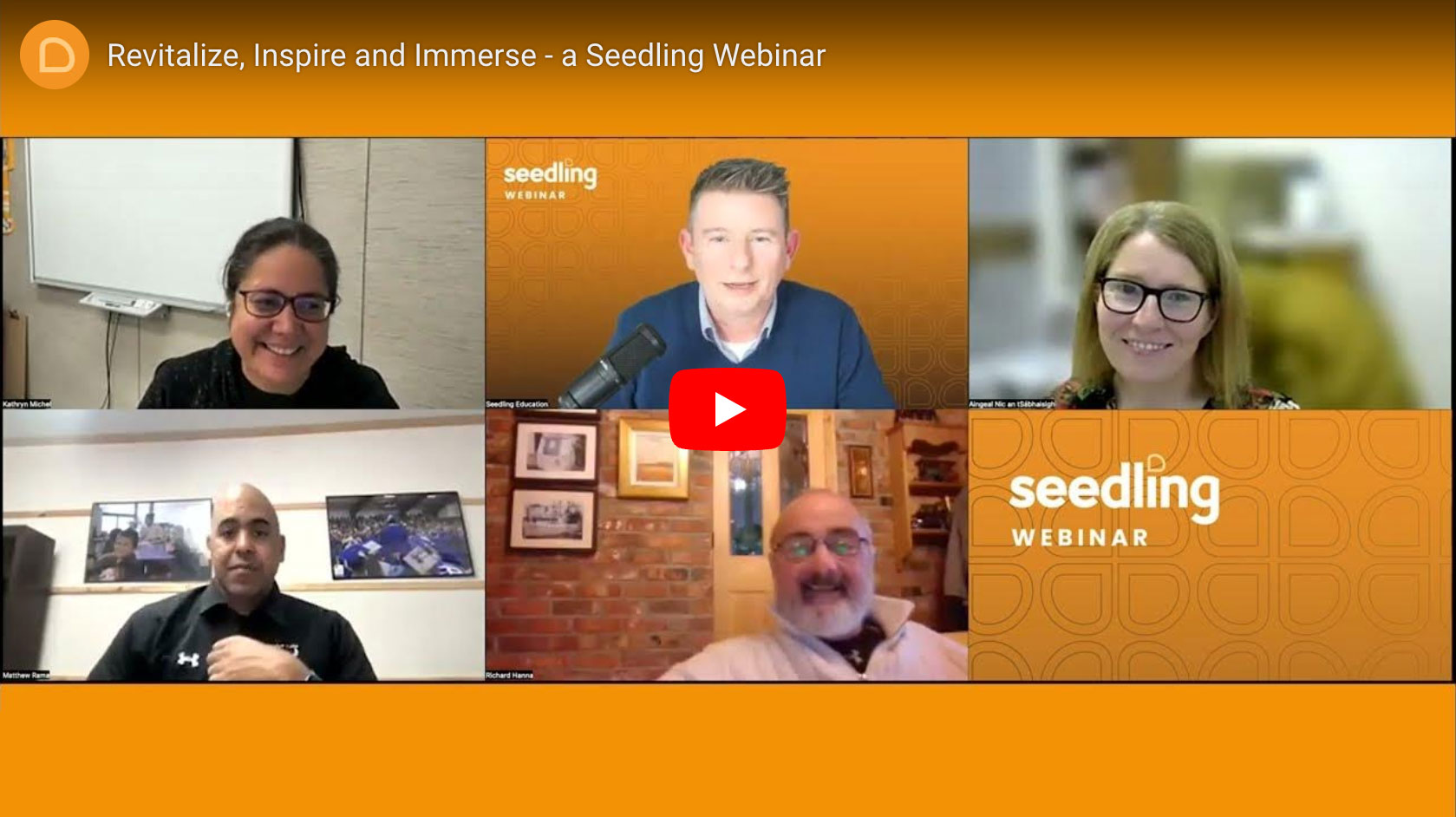 Still of five people talking during webinar